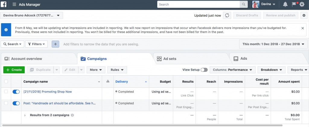 create Facebook ads