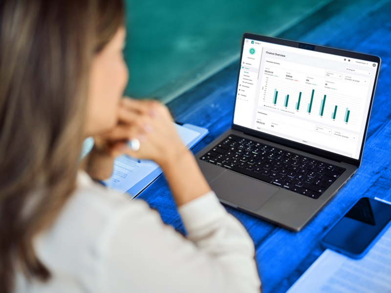 woman looking at computer